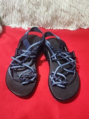 Chaco Women’s Black Sandals with Blue Rope Straps